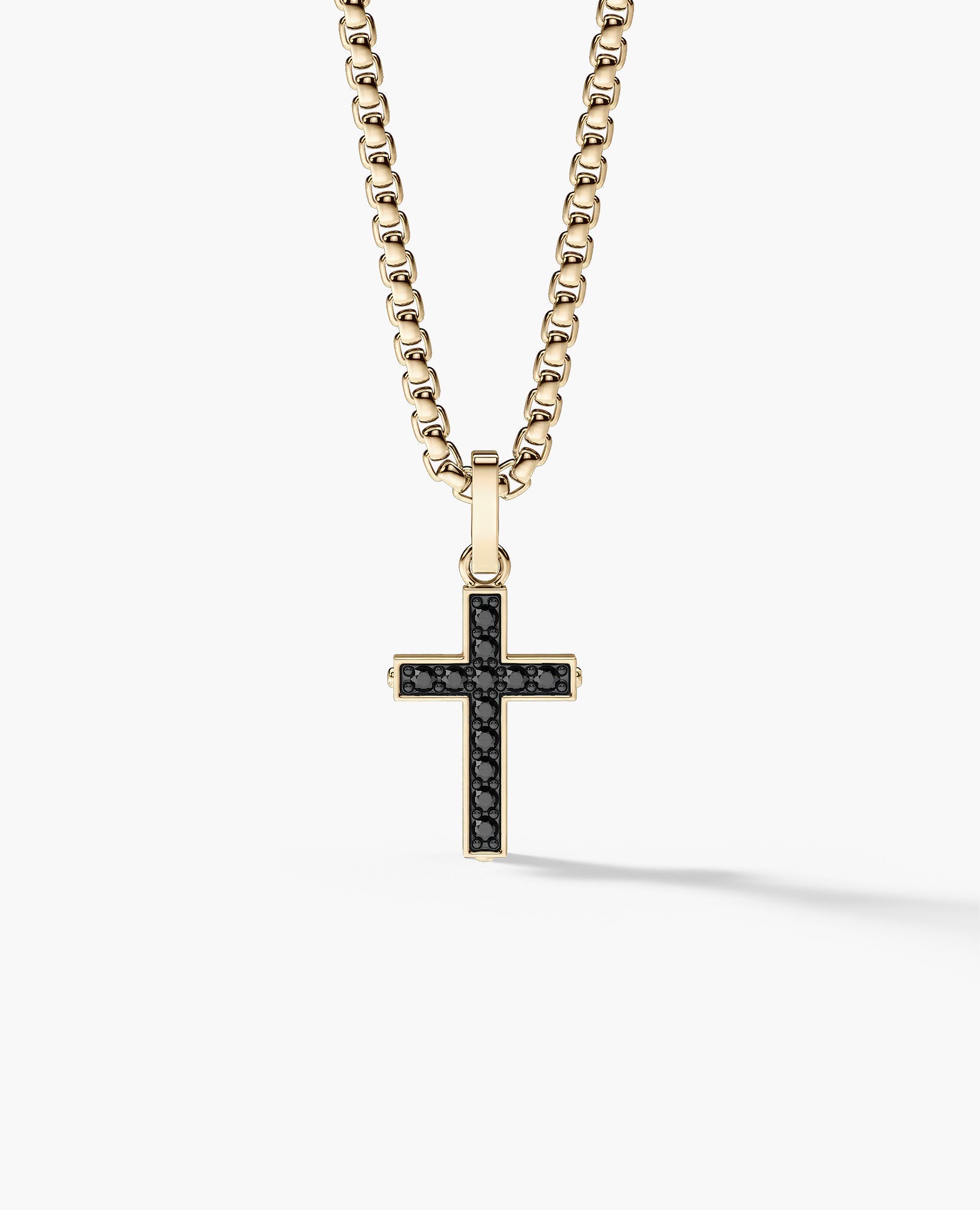 MINI CROSS Gold Pendant with 0.25ct Black Diamonds
