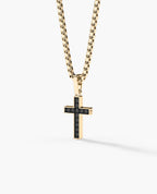 MINI CROSS Gold Pendant with 0.25ct Black Diamonds