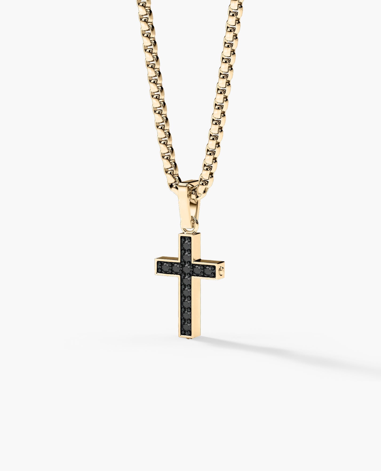 MINI CROSS Gold Pendant with 0.25ct Black Diamonds