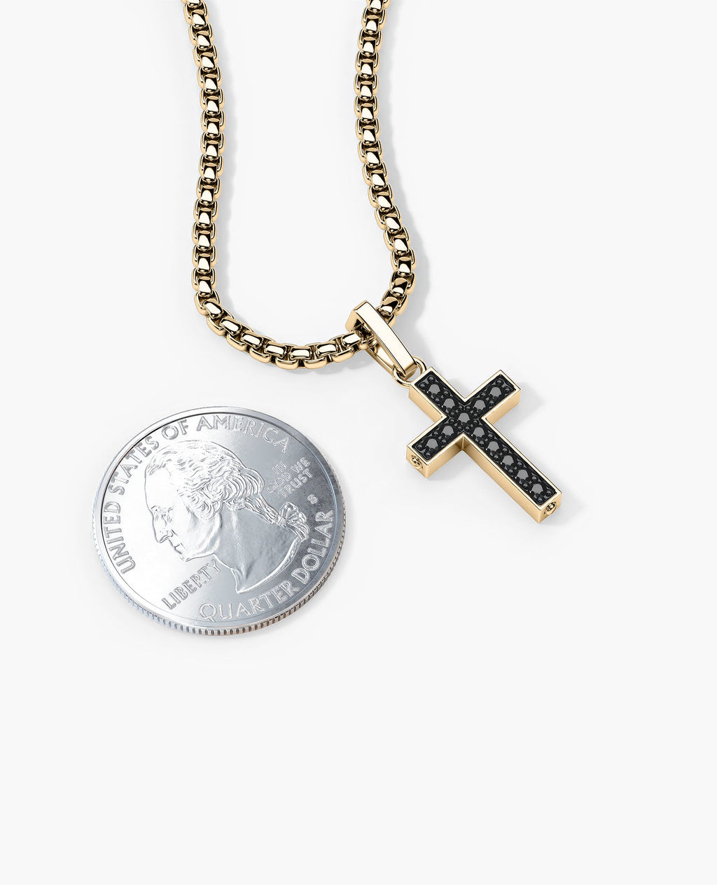 MINI CROSS Gold Pendant with 0.25ct Black Diamonds