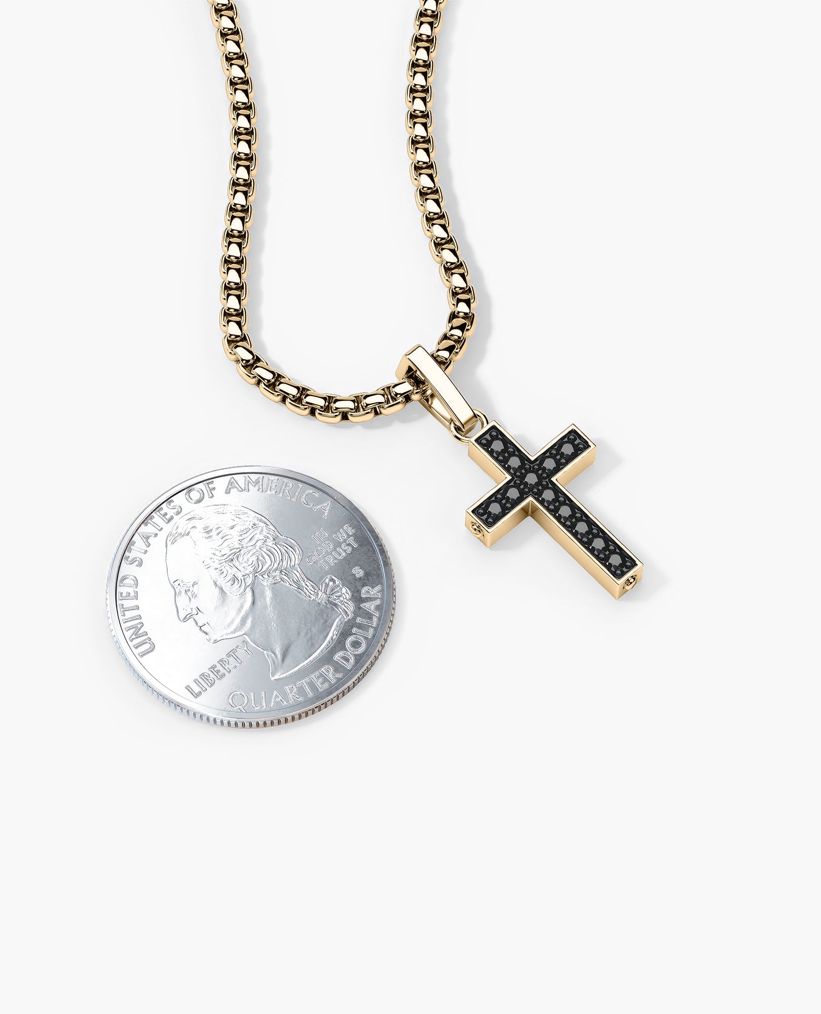 MINI CROSS Gold Pendant with 0.25ct Black Diamonds