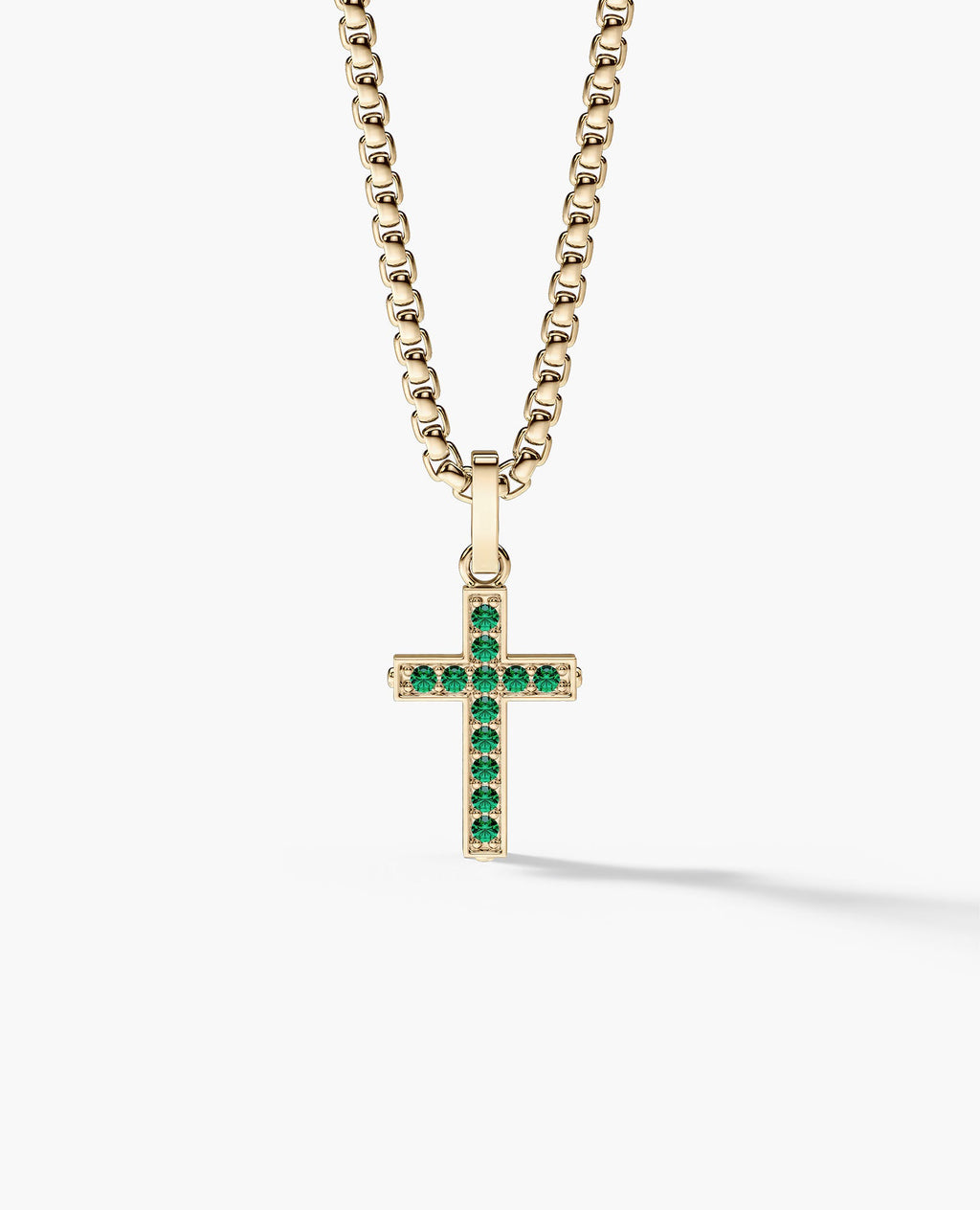 MINI CROSS Gold Pendant with 0.25ct Emeralds
