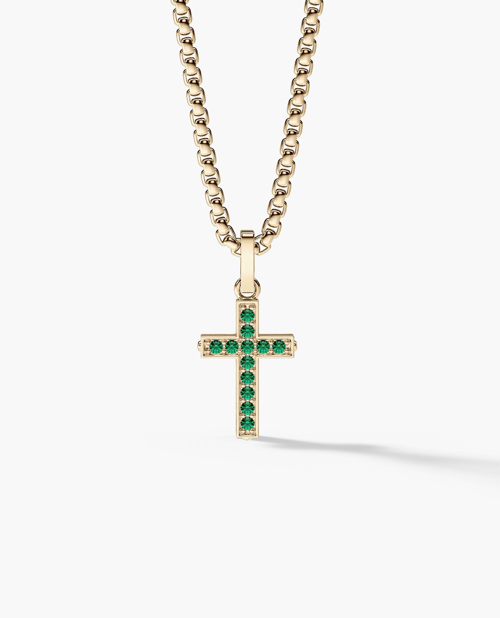MINI CROSS Gold Pendant with 0.25ct Emeralds