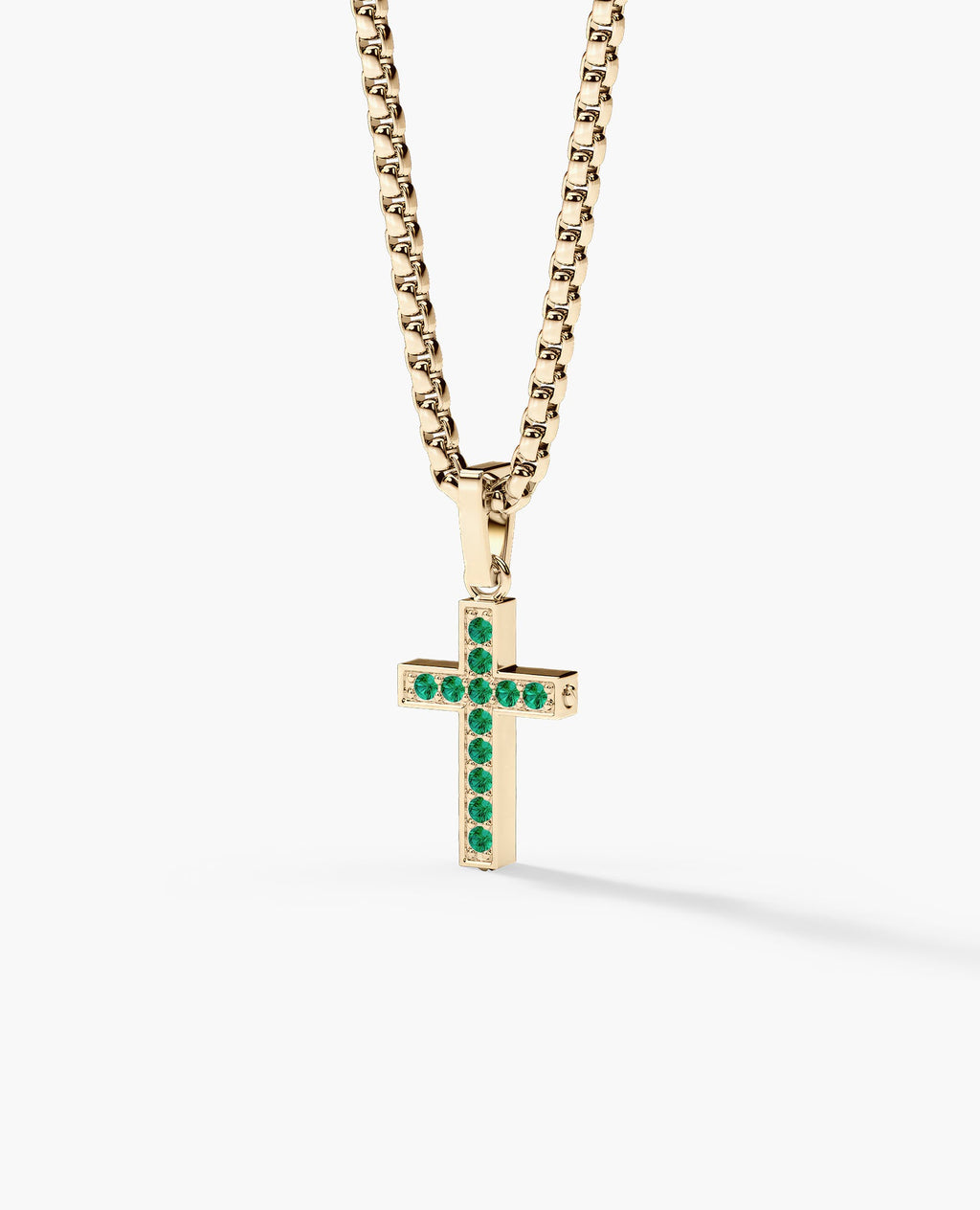 MINI CROSS Gold Pendant with 0.25ct Emeralds