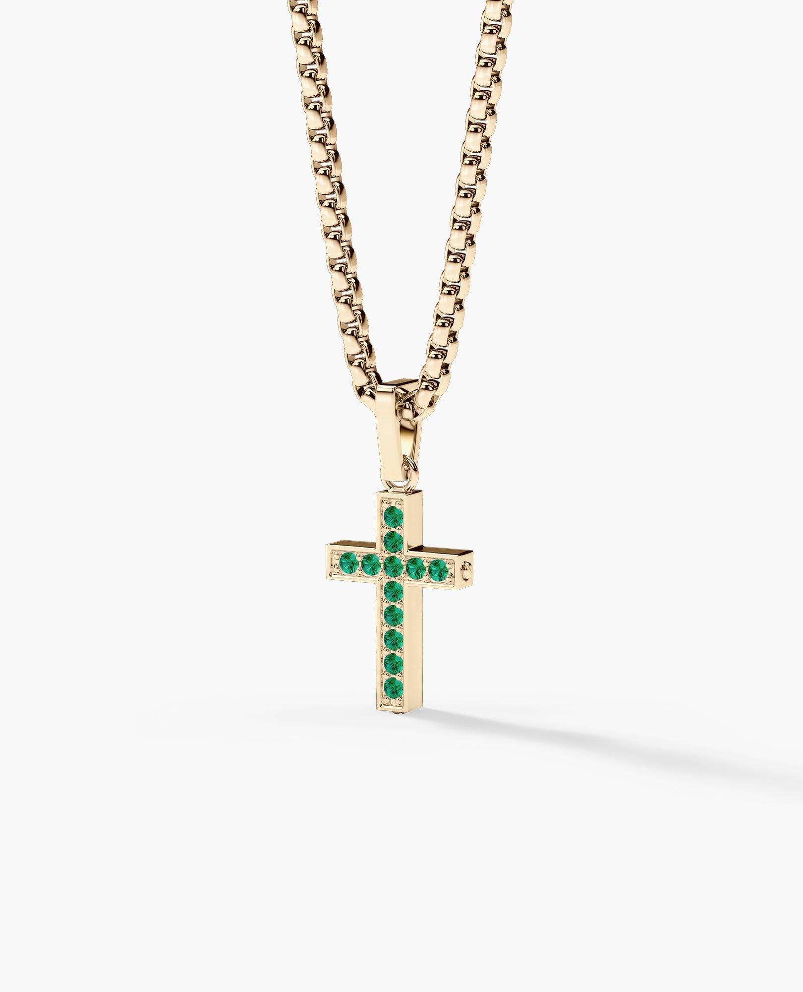 MINI CROSS Gold Pendant with 0.25ct Emeralds