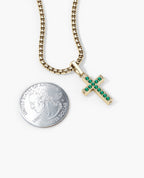 MINI CROSS Gold Pendant with 0.25ct Emeralds