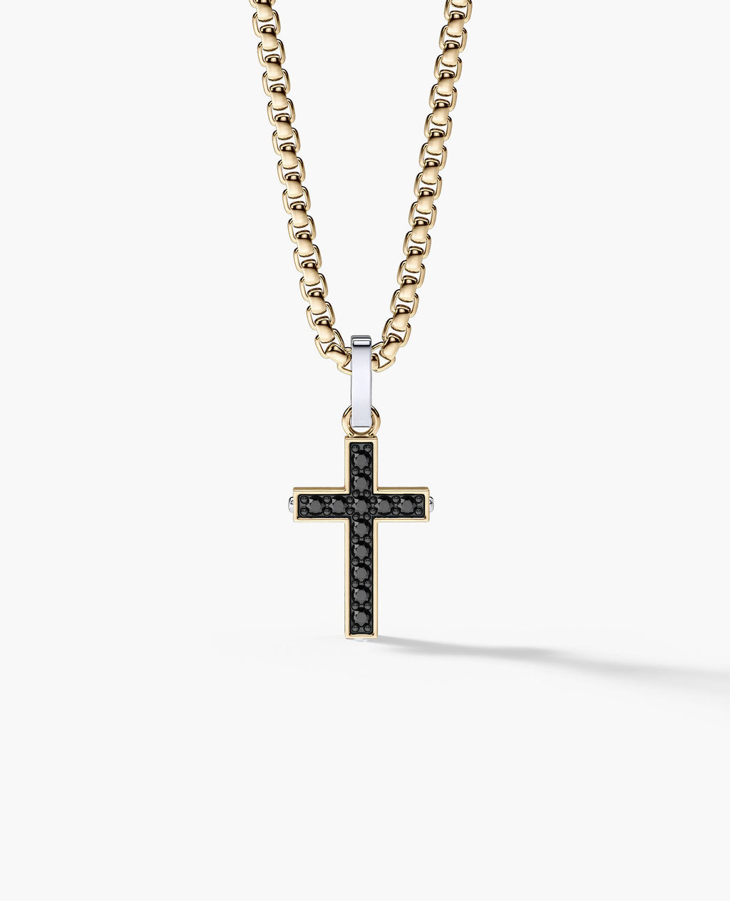 MINI CROSS Two-Tone Gold Pendant with 0.25ct Black Diamonds