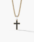 MINI CROSS Two-Tone Gold Pendant with 0.25ct Black Diamonds