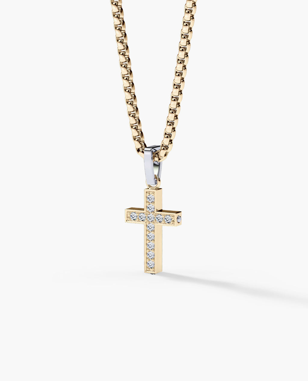 MINI CROSS Two-Tone Gold Pendant with 0.25ct Diamonds