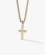 MINI CROSS Two-Tone Gold Pendant with 0.25ct Diamonds