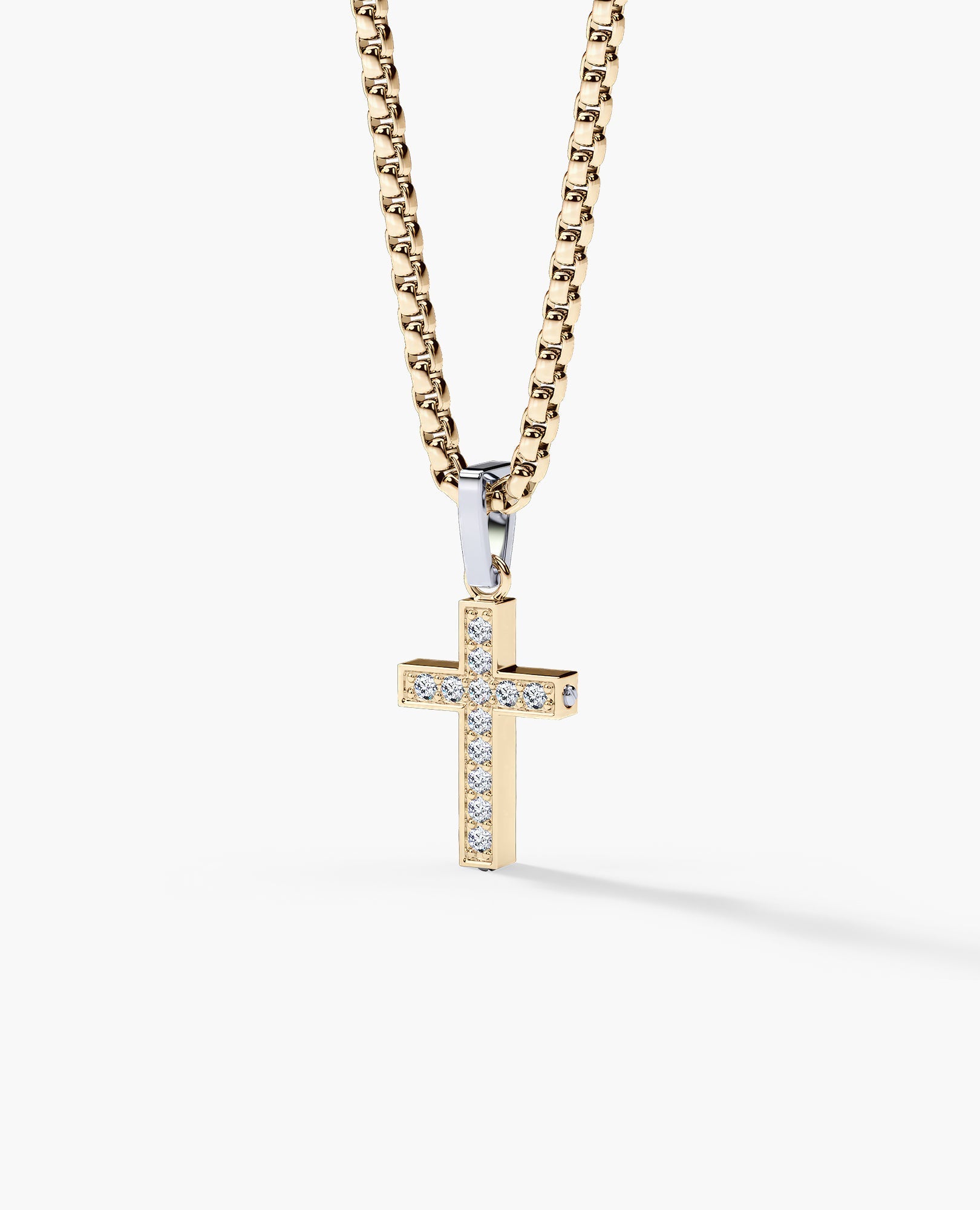 MINI CROSS Two-Tone Gold Pendant with 0.25ct Diamonds