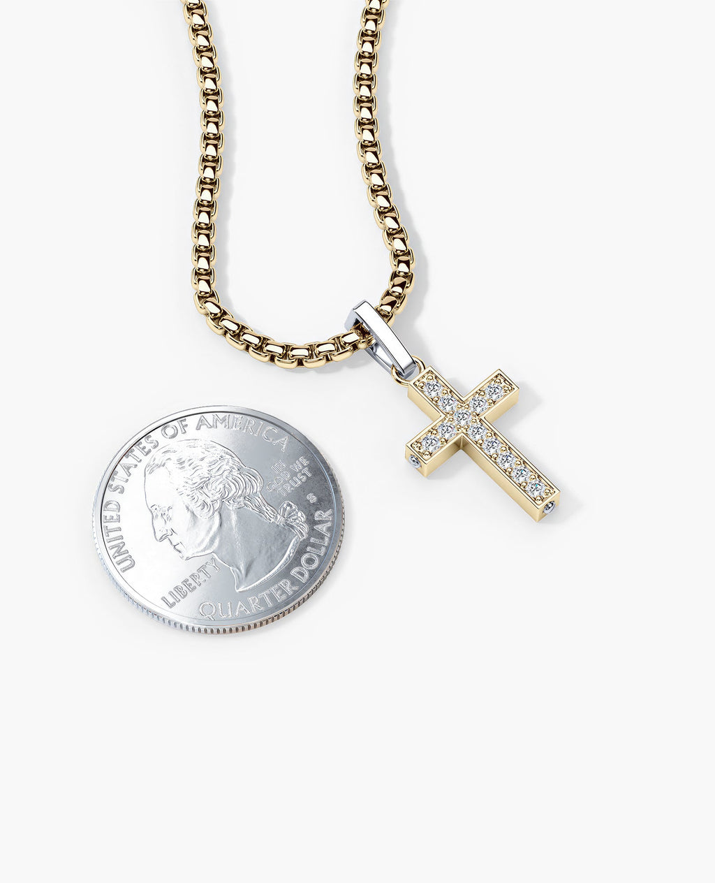 MINI CROSS Two-Tone Gold Pendant with 0.25ct Diamonds