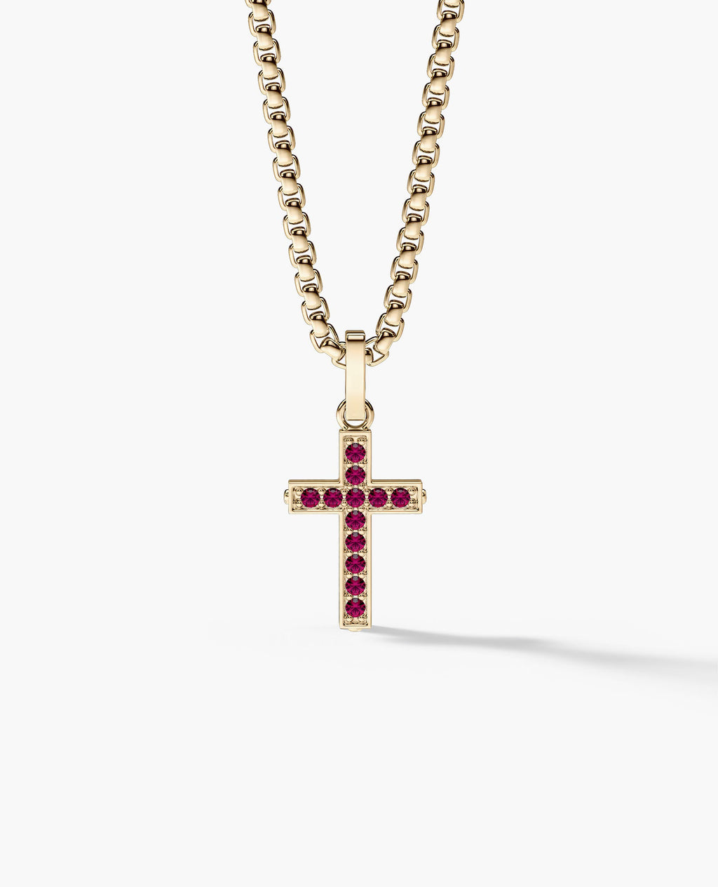 MINI CROSS Gold Pendant with 0.25ct Rubies