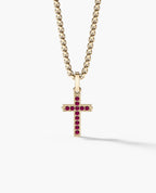 MINI CROSS Gold Pendant with 0.25ct Rubies