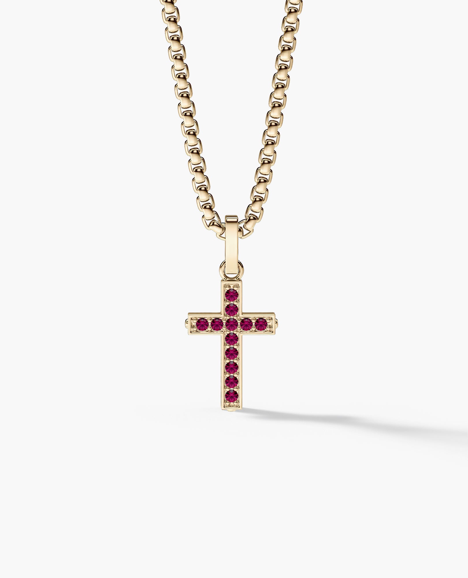 MINI CROSS Gold Pendant with 0.25ct Rubies