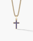 MINI CROSS Gold Pendant with 0.25ct Sapphires