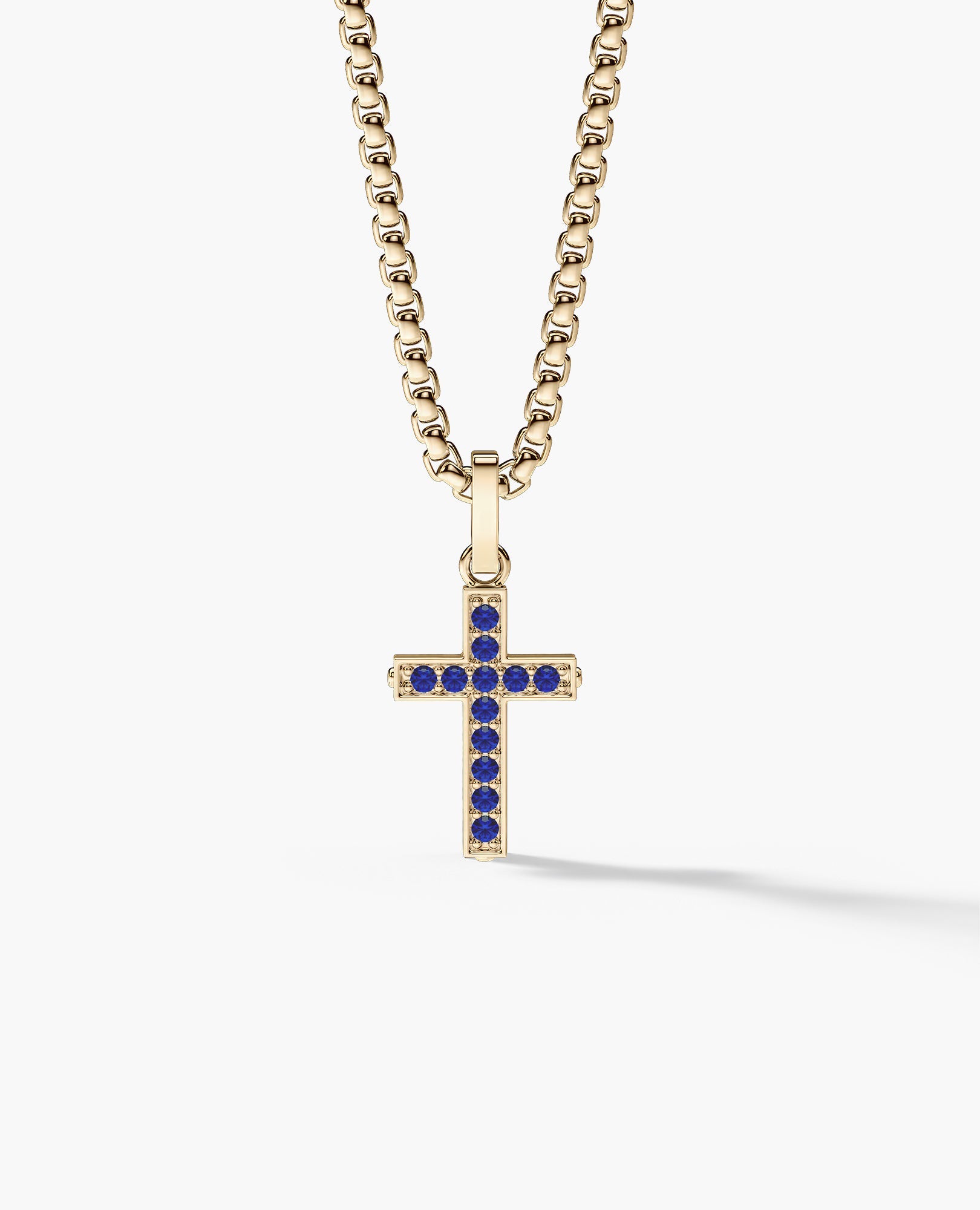 MINI CROSS Gold Pendant with 0.25ct Sapphires