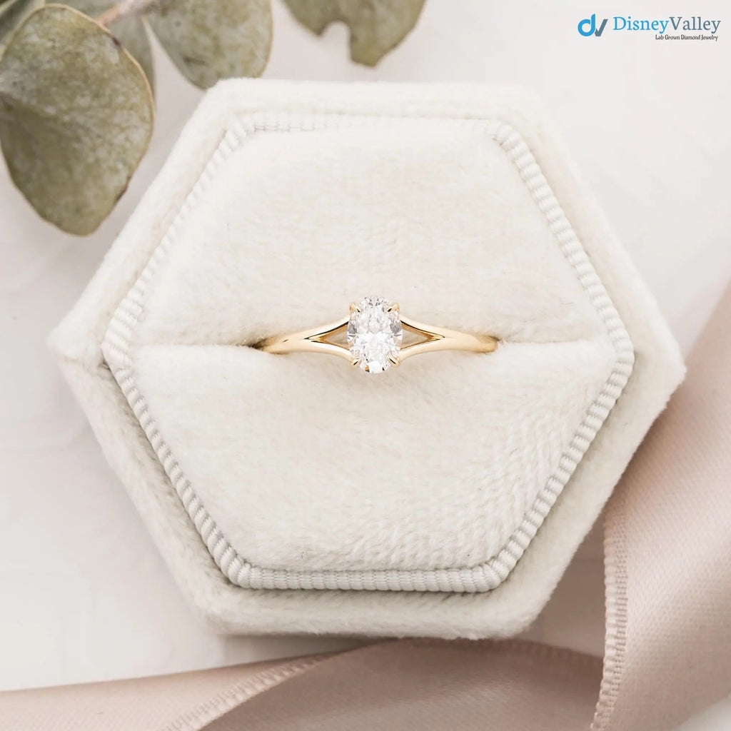 Minimalist 1 ct Oval brilliant lab grown diamond solitaire engagement ring - DisneyValley