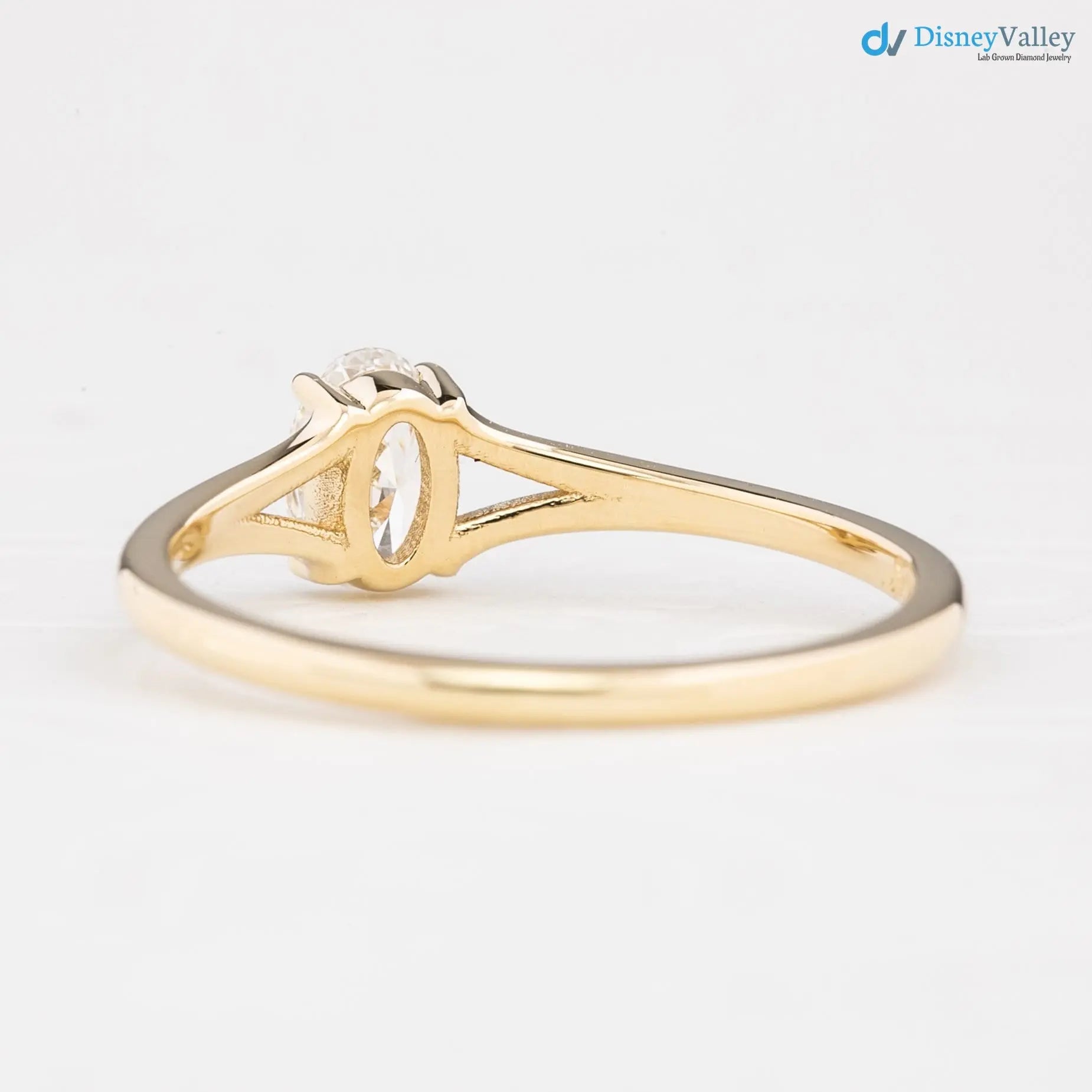 Minimalist 1 ct Oval brilliant lab grown diamond solitaire engagement ring - DisneyValley