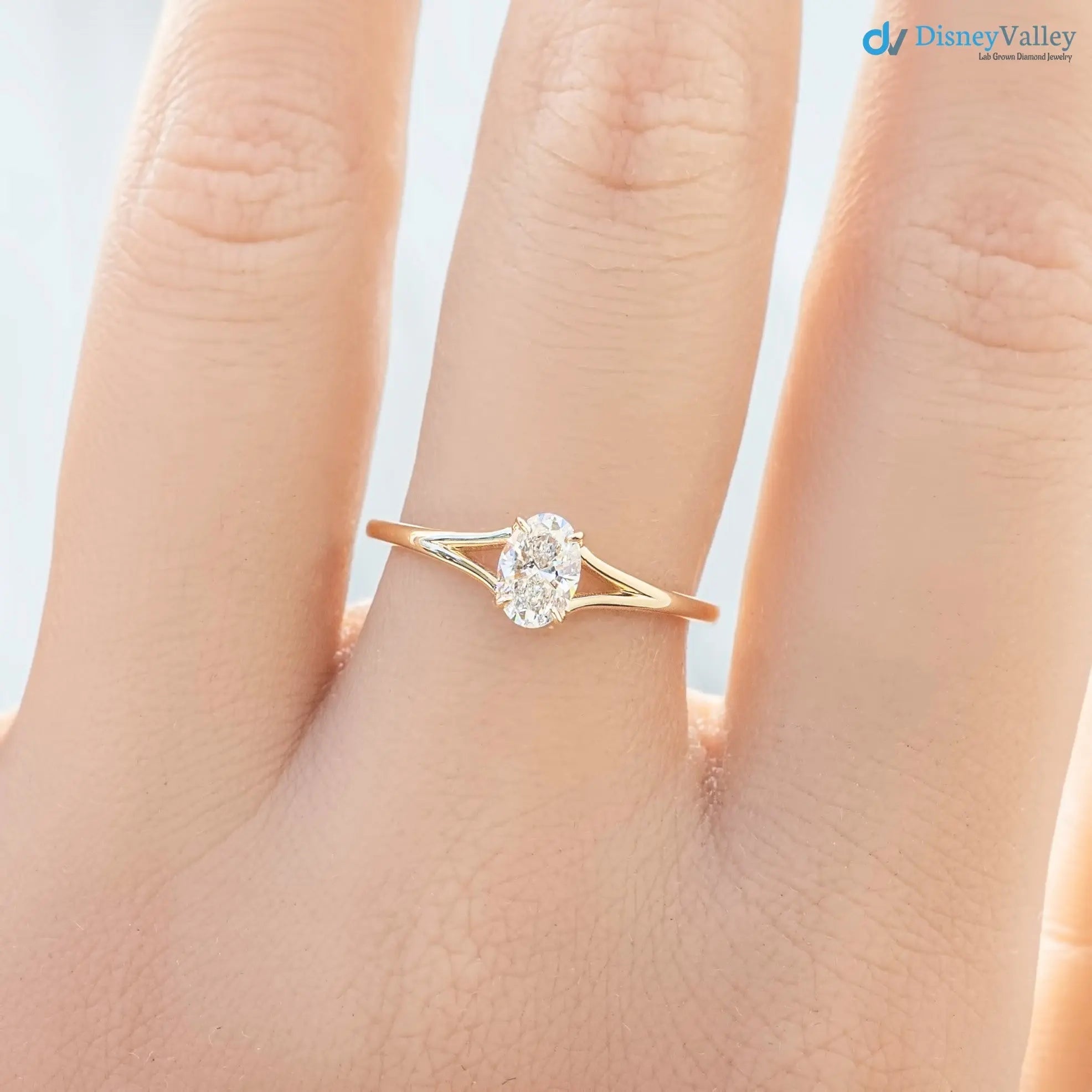 Minimalist 1 ct Oval brilliant lab grown diamond solitaire engagement ring - DisneyValley