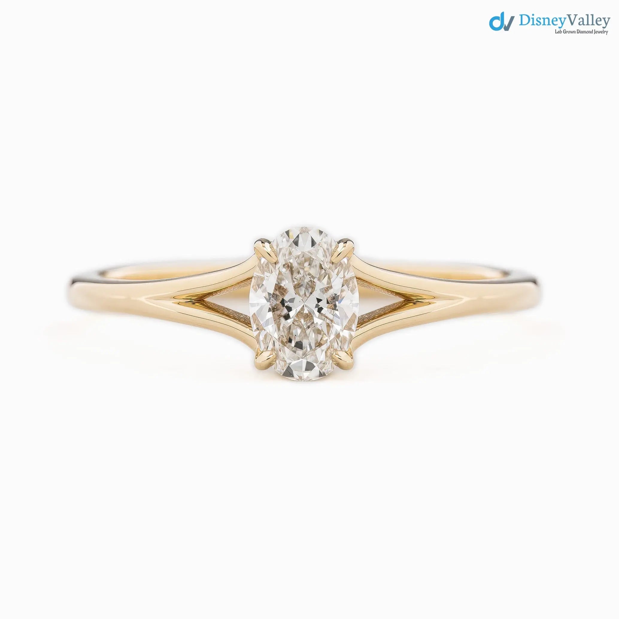 Minimalist 1 ct Oval brilliant lab grown diamond solitaire engagement ring - DisneyValley