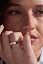 Modern Geometric Diamond Ring in 14K Yellow Gold, Sustainable Modern Bezel Set Band DisneyValley
