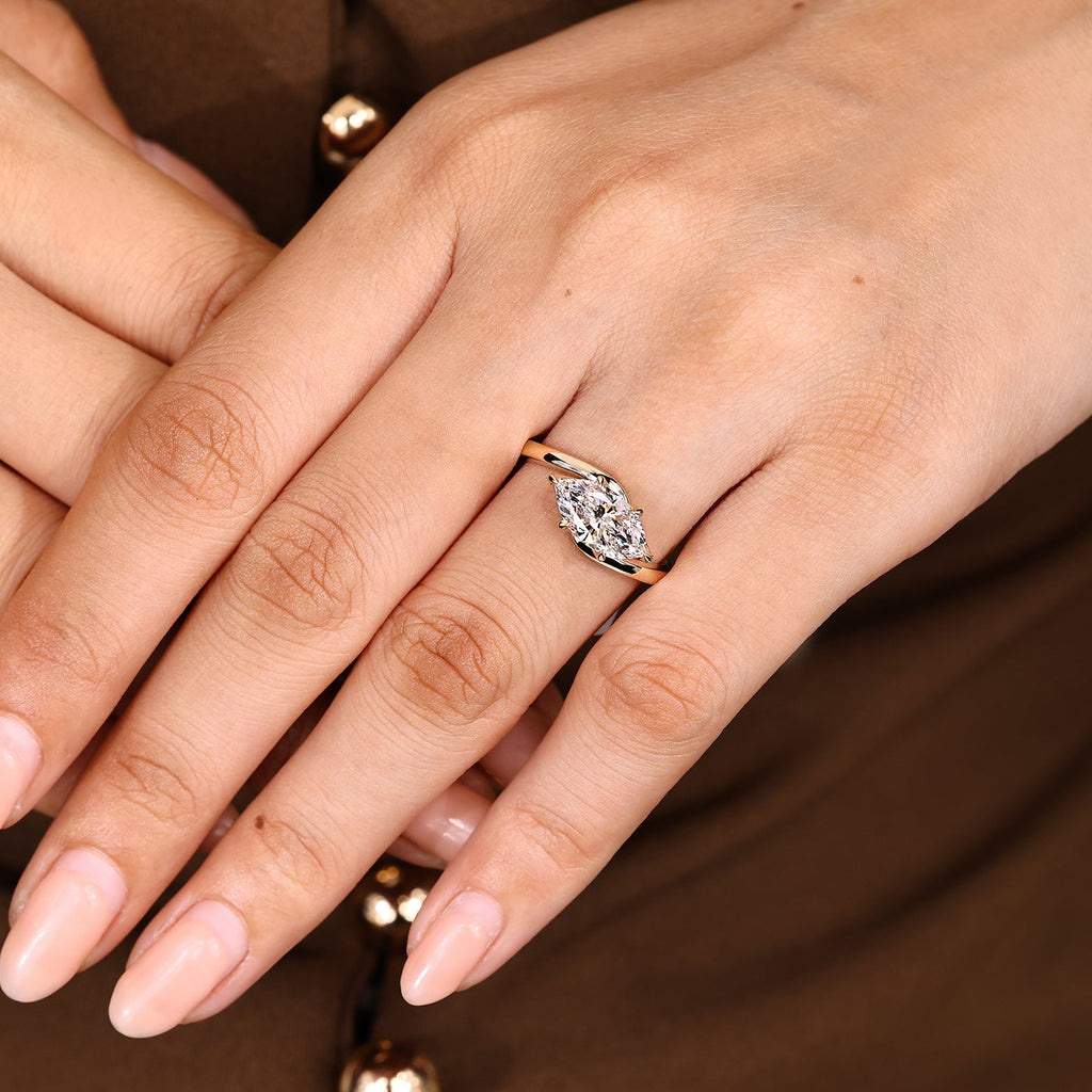 Solitaire Marquise Engagement Ring In East To West Setting