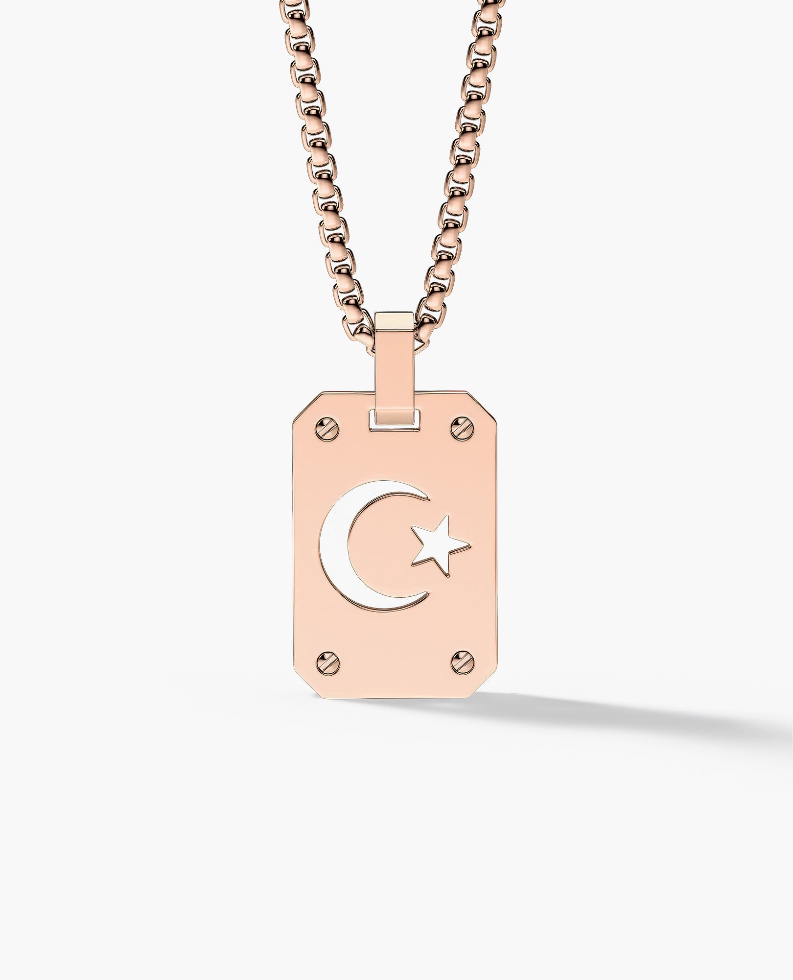 SHADOW MOON and Star Gold Dog Tag Pendant