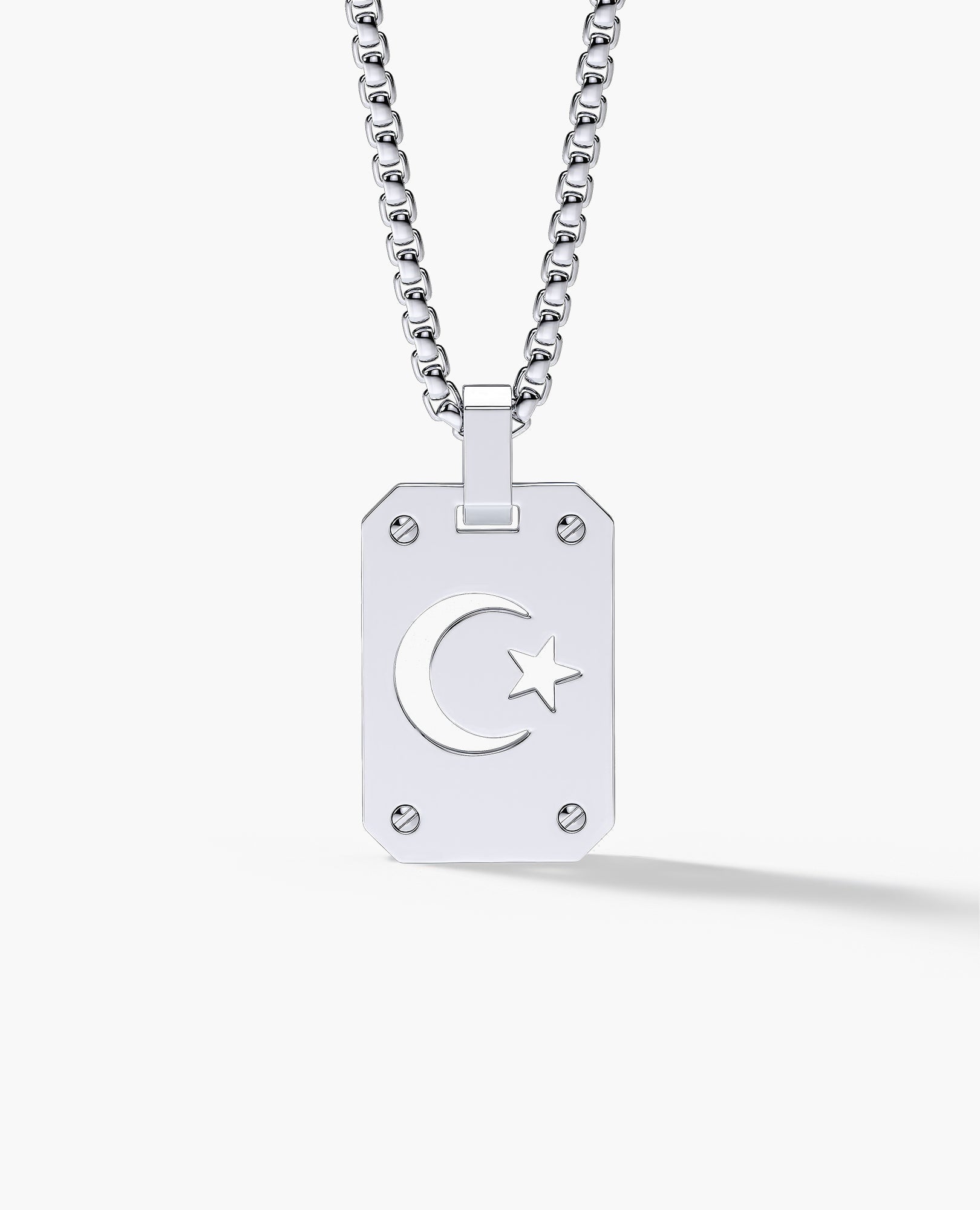 SHADOW MOON and Star Gold Dog Tag Pendant