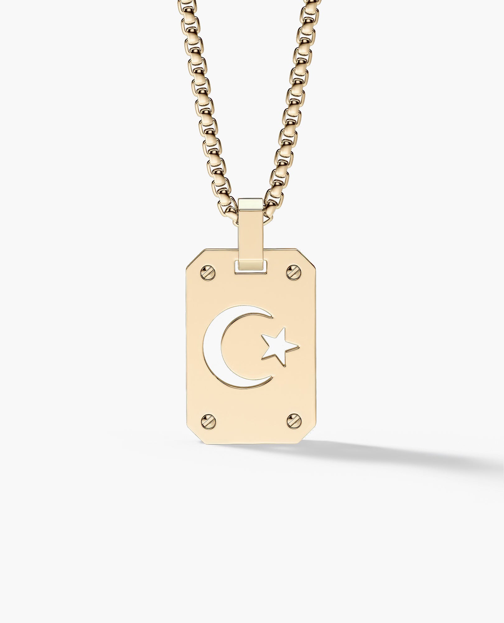 SHADOW MOON and Star Gold Dog Tag Pendant