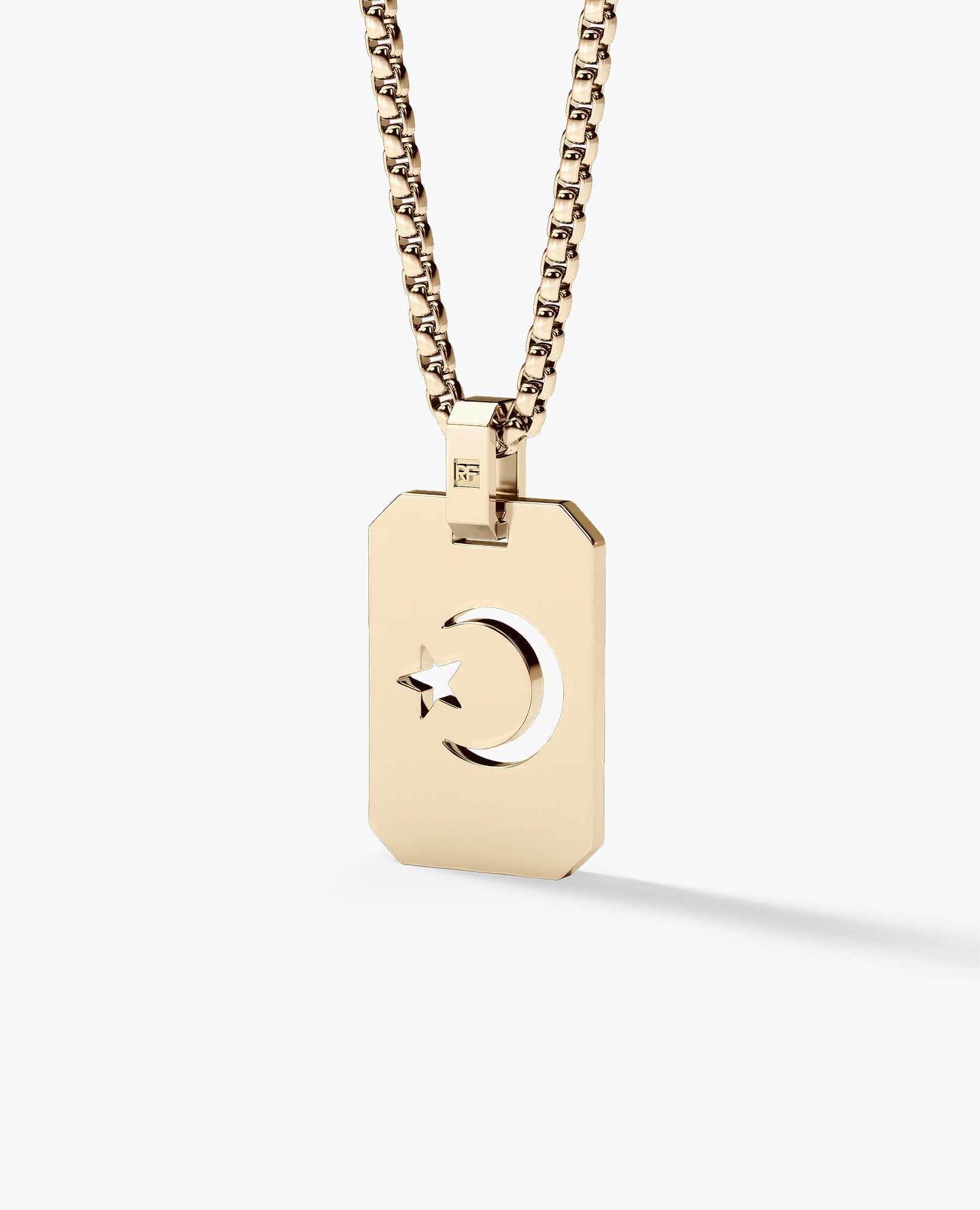 SHADOW MOON and Star Gold Dog Tag Pendant