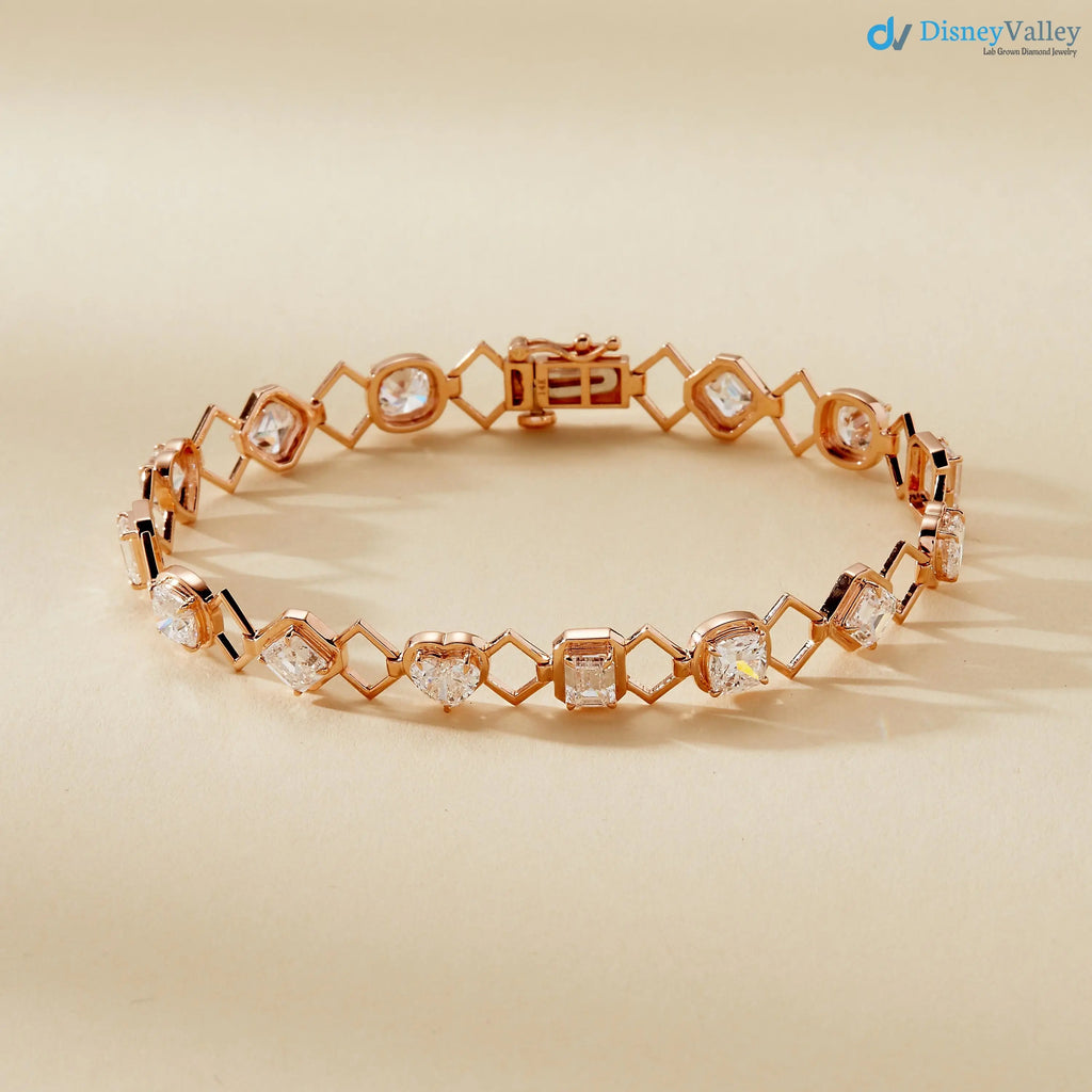 Multi-Shape Lab-Grown Diamond Heart and Emerald shaped bracelet - DisneyValley