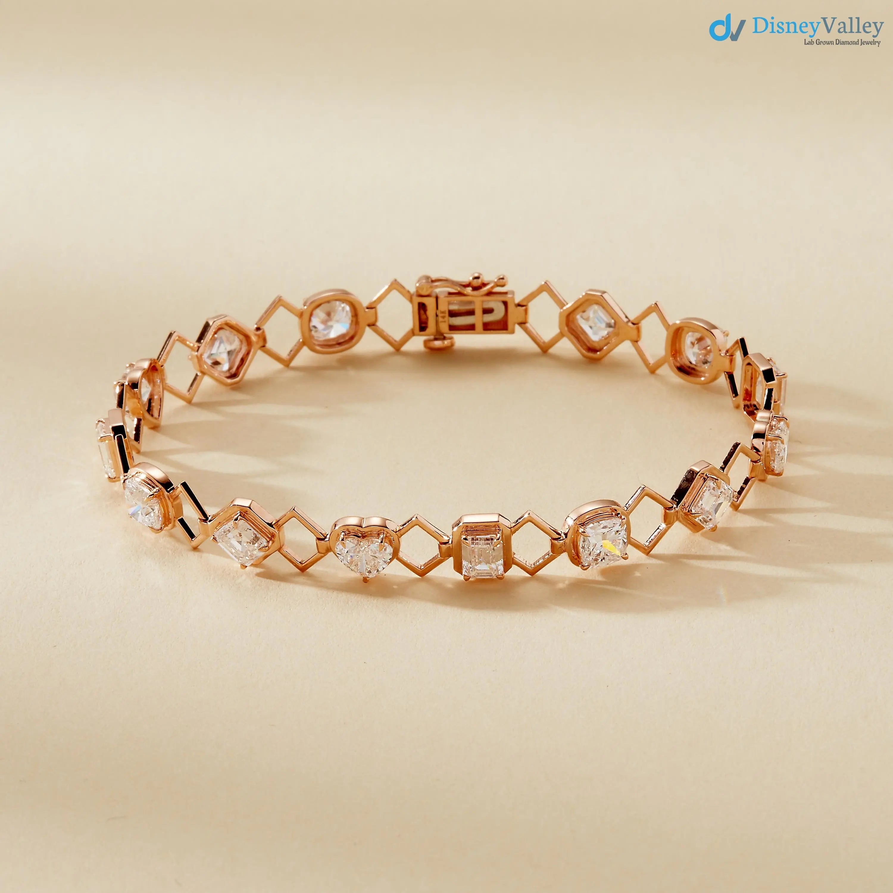 Multi-Shape Lab-Grown Diamond Heart and Emerald shaped bracelet - DisneyValley