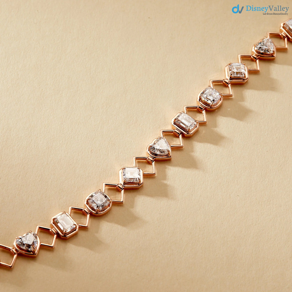 Multi-Shape Lab-Grown Diamond Heart and Emerald shaped bracelet - DisneyValley