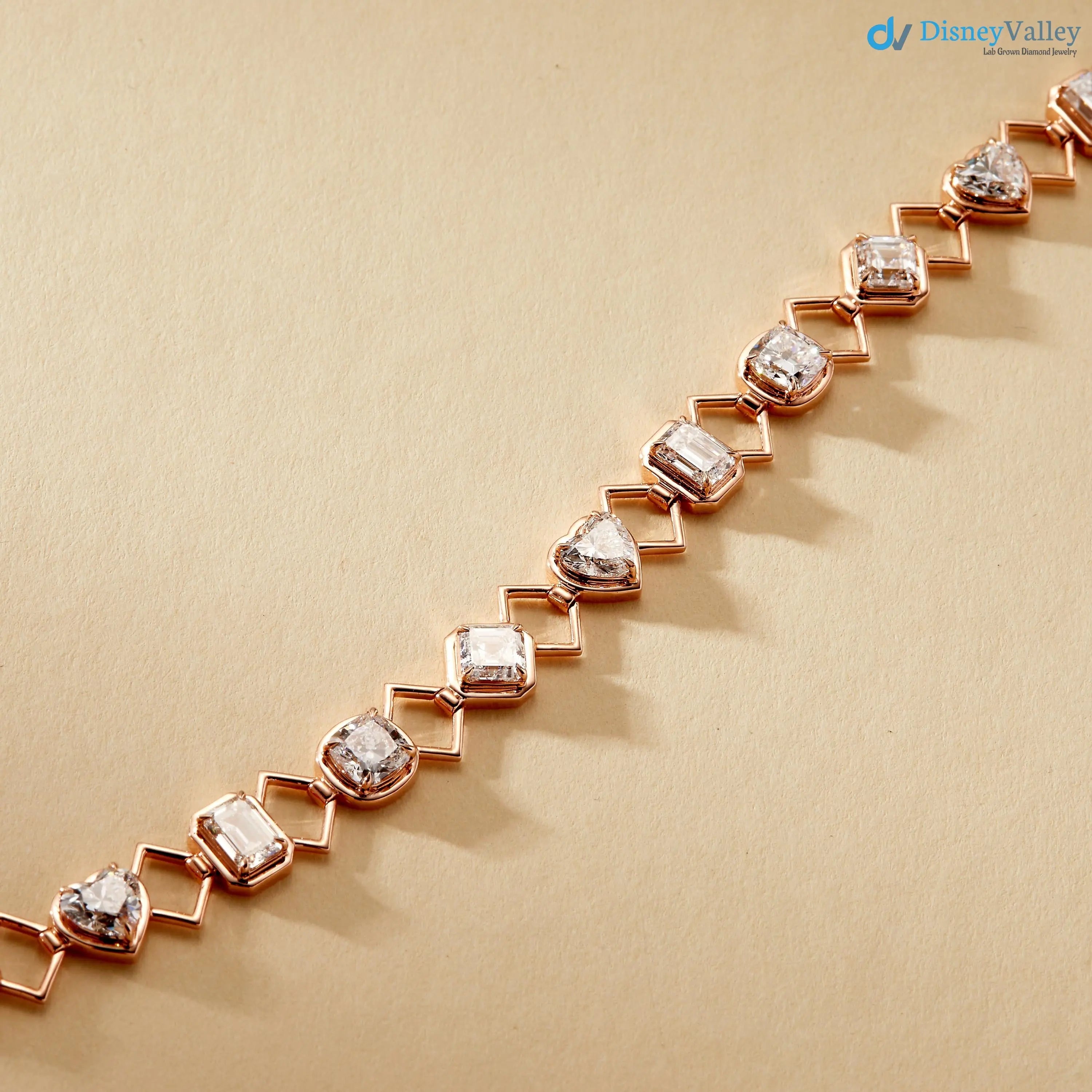 Multi-Shape Lab-Grown Diamond Heart and Emerald shaped bracelet - DisneyValley