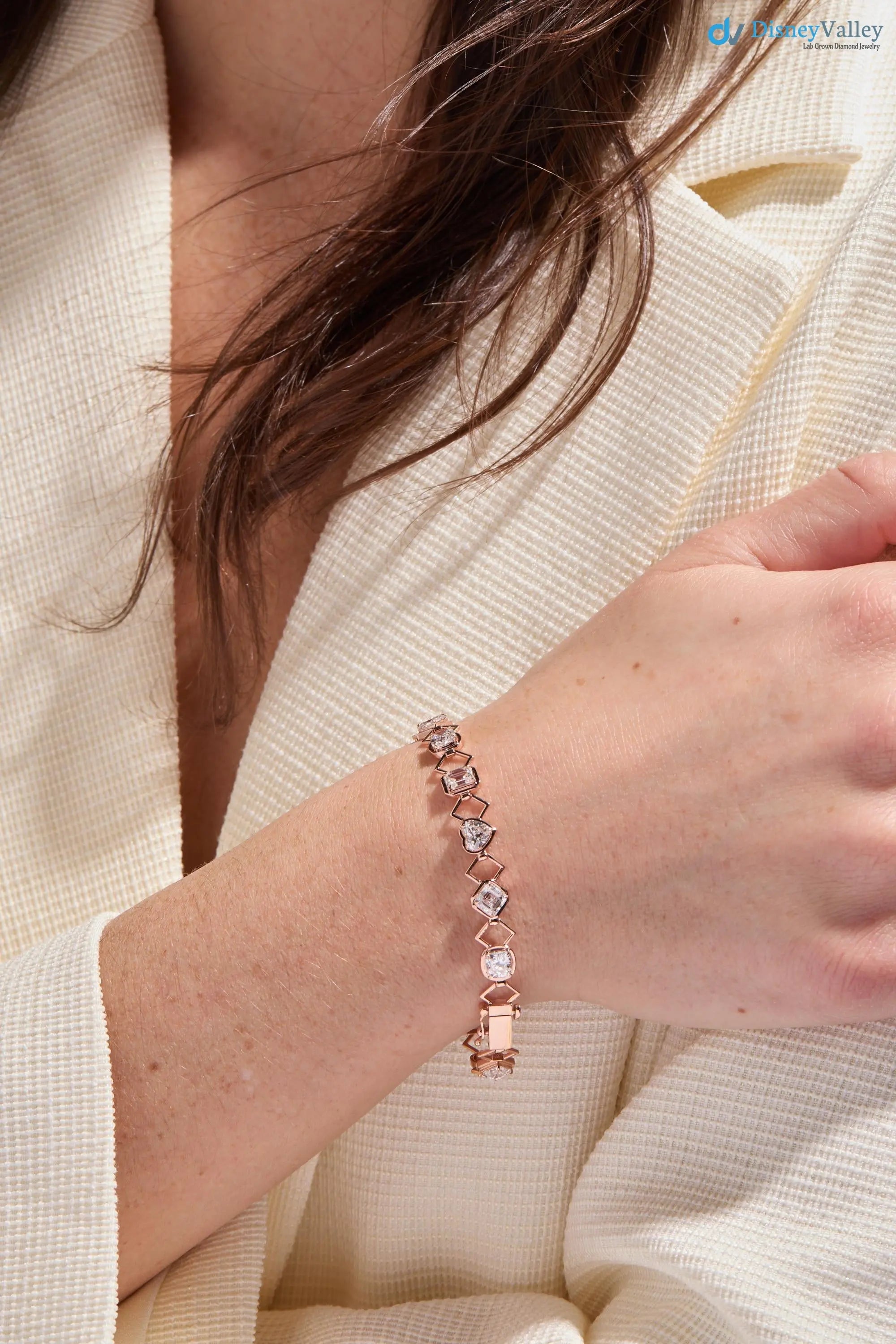 Multi-Shape Lab-Grown Diamond Heart and Emerald shaped bracelet - DisneyValley