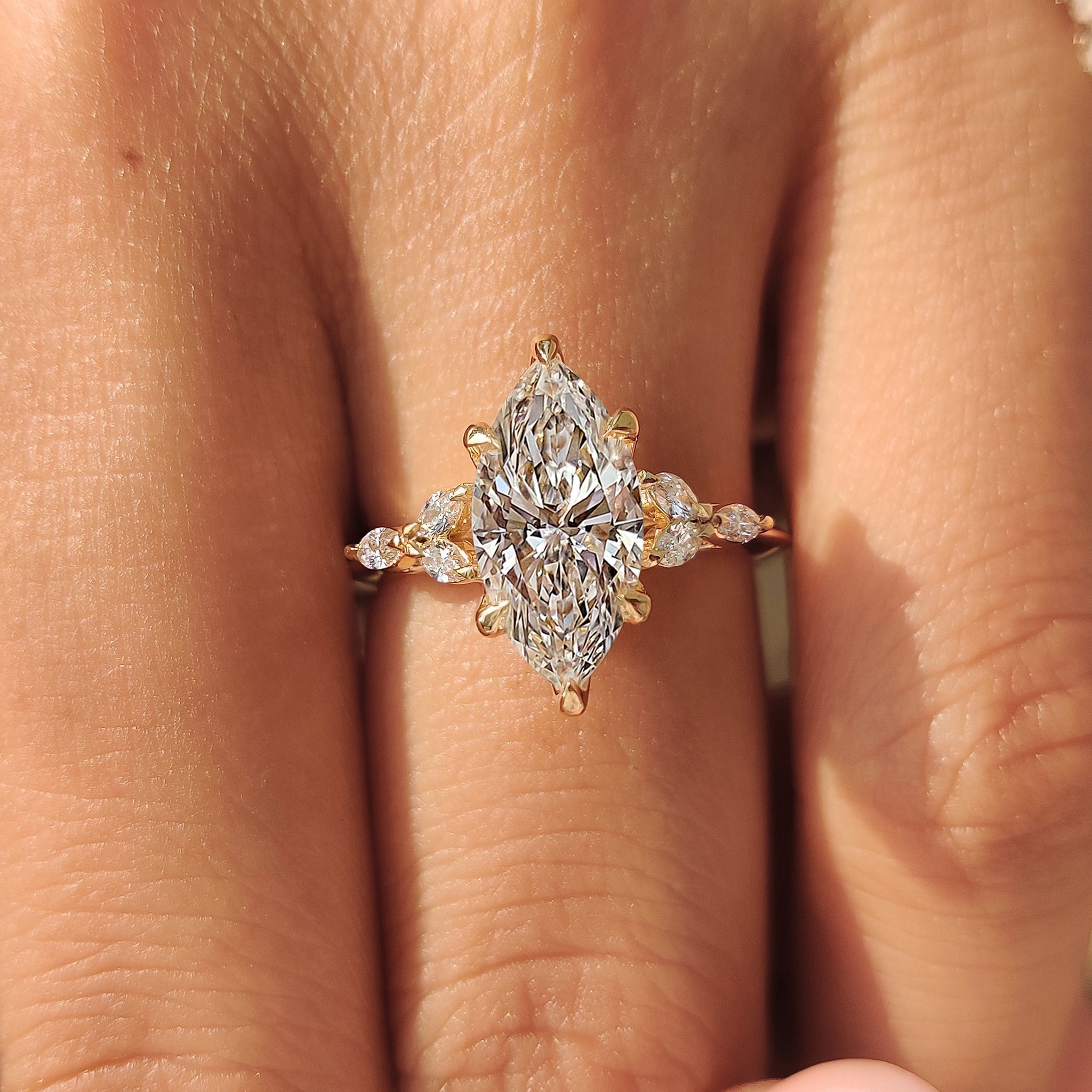 Muse Style Marquise Diamond Ring With Tulip Setting