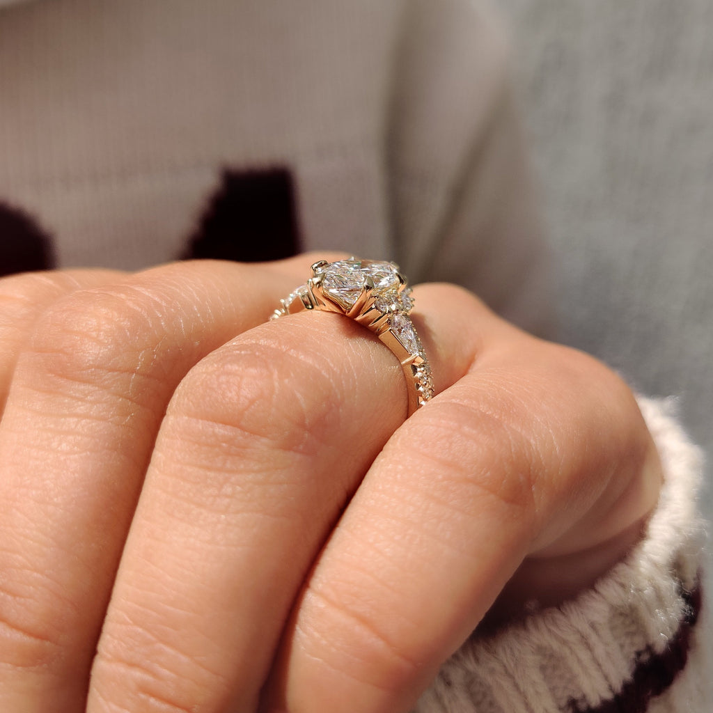 Marquise Engagement Ring with Wedding Band in Muse Setting