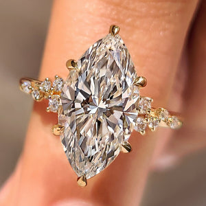 Marquise Cut Engagement Ring in Cluster Setting