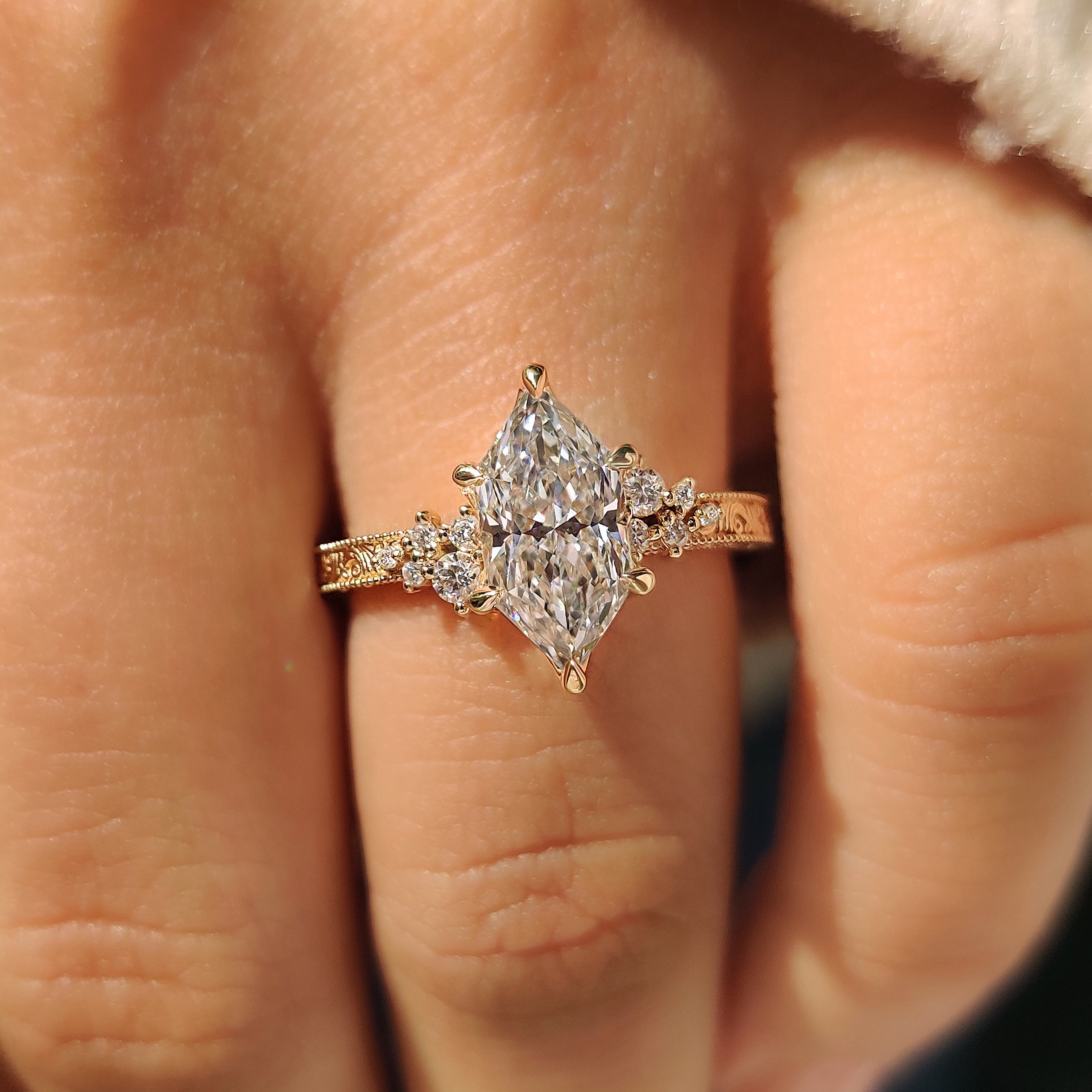 Art Deco Dutch Marquise Ring in Milgrain Details Secondary image