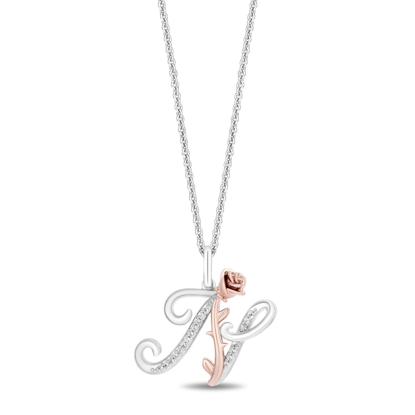 Enchanted Disney Fine Jewelry Diamonds Alphabet A to Z Belle Pendant Necklace