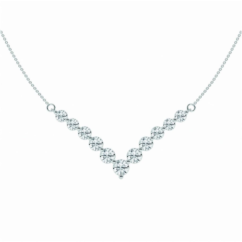2.15 TCW Round Moissanite Diamond Chevron Style Necklace