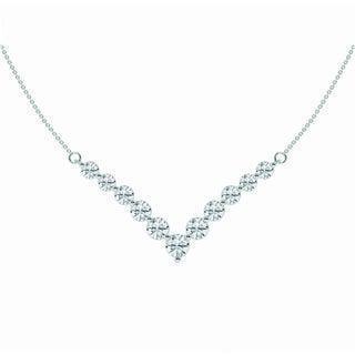 Chevron Style round moissanite necklace