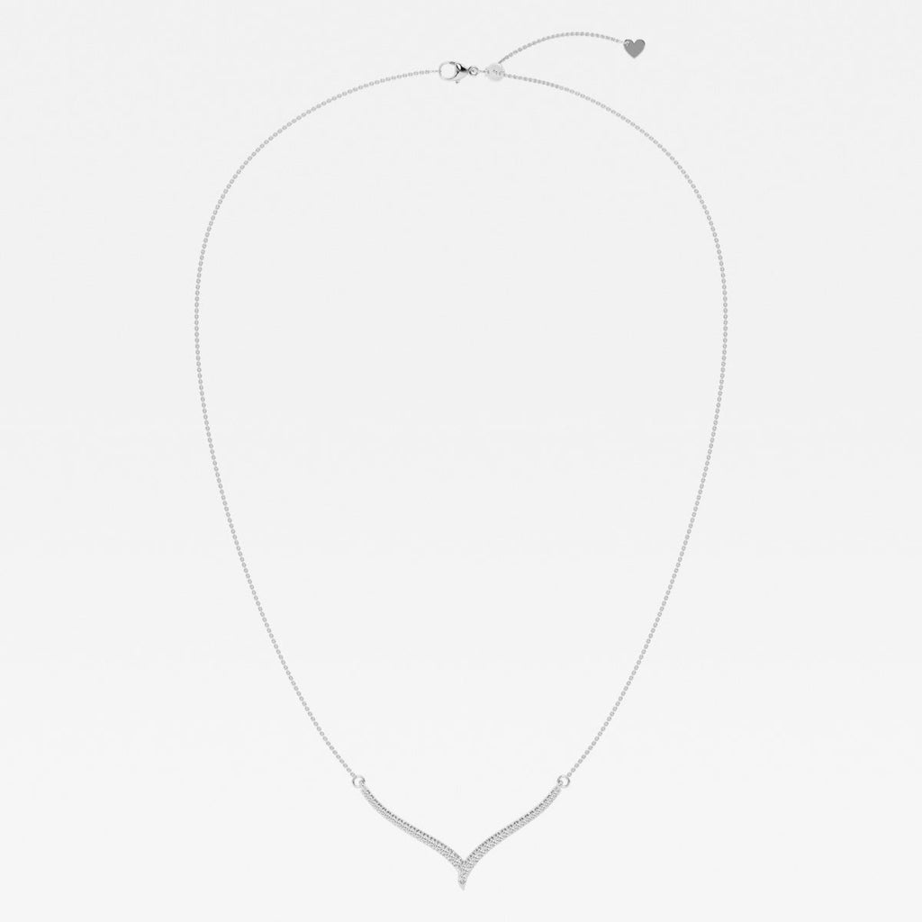 0.16 TCW Round Moissanite Diamond Petite Chevron Necklace