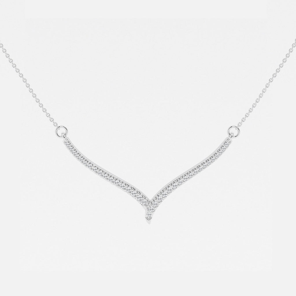 0.16 TCW Round Moissanite Diamond Petite Chevron Necklace