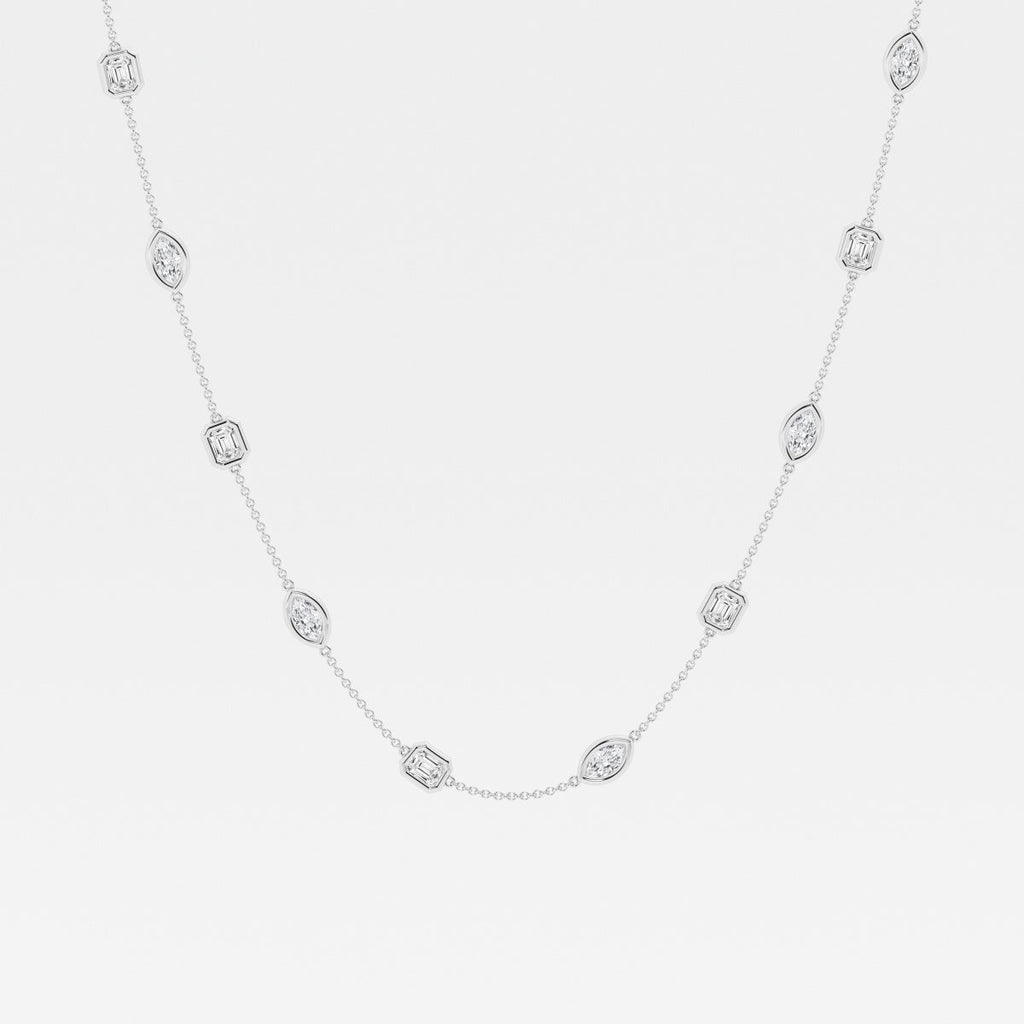 2.80 TCW Marquise & Emerald Moissanite Diamond Bezel Style Necklace