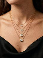 LODE Solitaire Bezel Set Floating Princess Cut Diamond Pendant Necklace