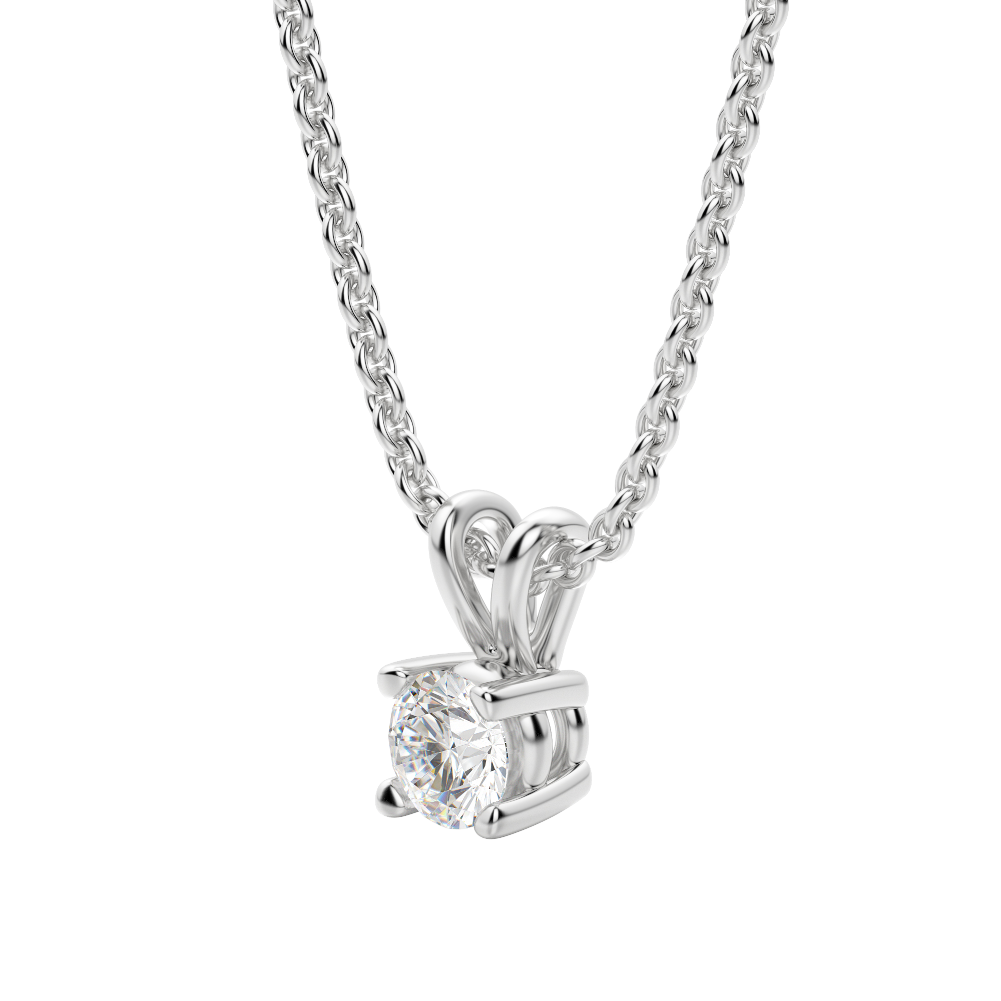 0.25-1.0ct Round Cut Moissanite Solitaire Necklace