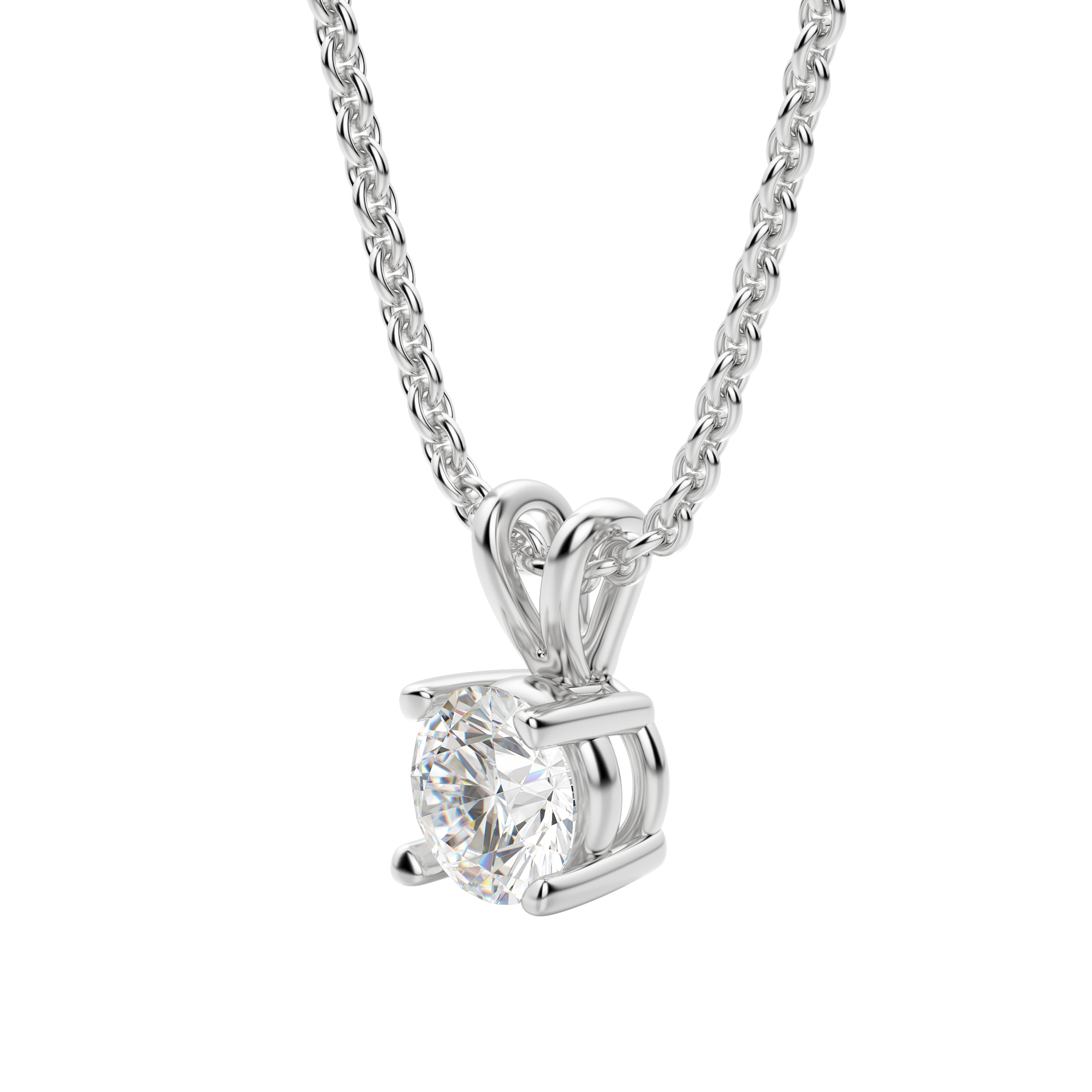0.25-1.0ct Round Cut Moissanite Solitaire Necklace