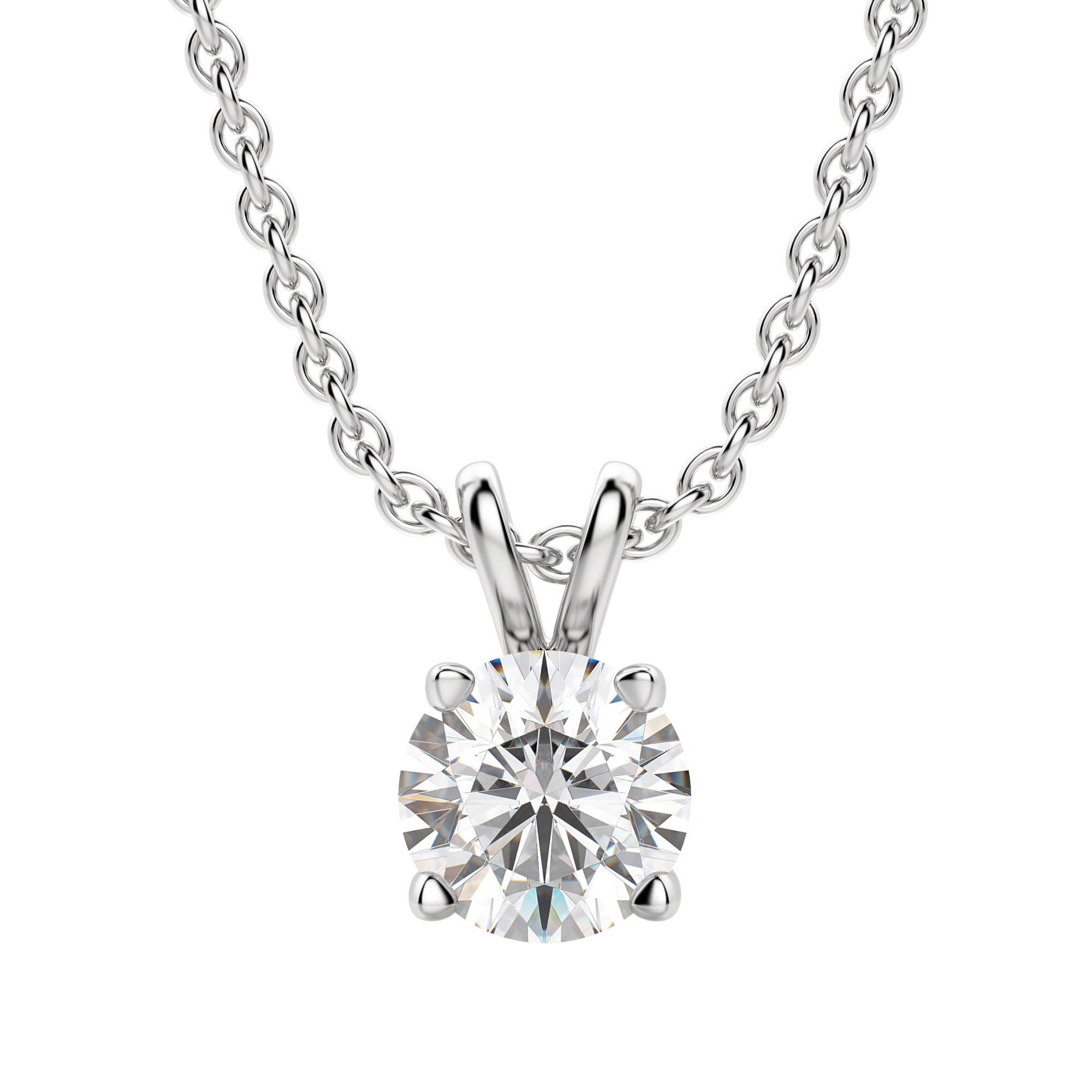 0.25-1.0ct Round Cut Moissanite Solitaire Necklace